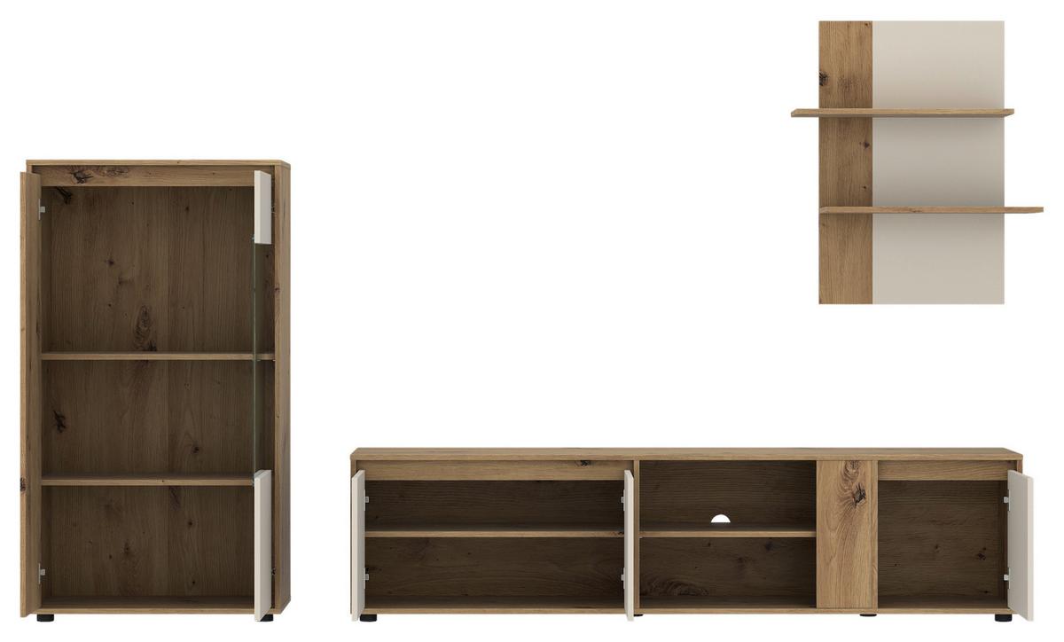 Regal Za Dnevni Boravak Caneva - kašmir/hrast Artisan, Moderno, staklo/drvni materijal (276/133,5/40cm) - Modern Living