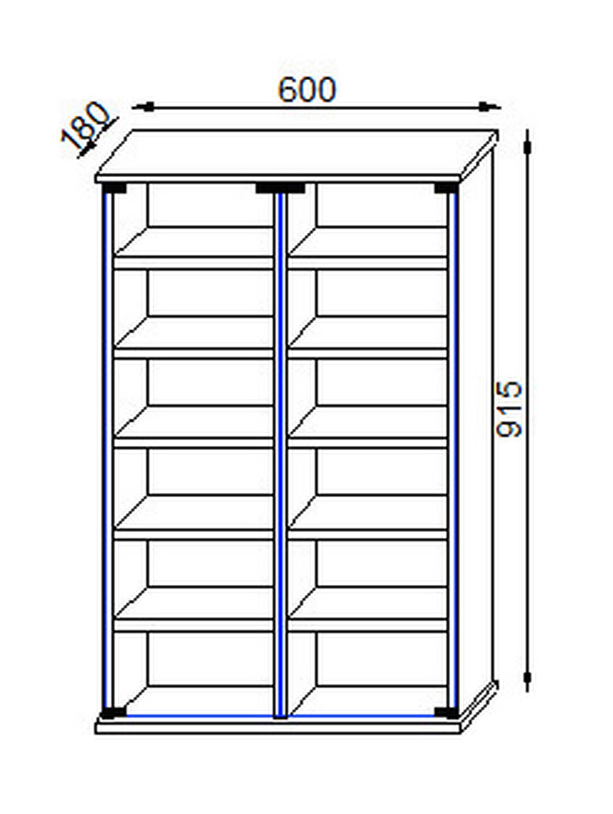 CD-Regal Roma in Buchefarbe, B: 60 cm - Buchefarben, KONVENTIONELL, Glas/Holzwerkstoff (60/91,5/18cm) - MID.YOU