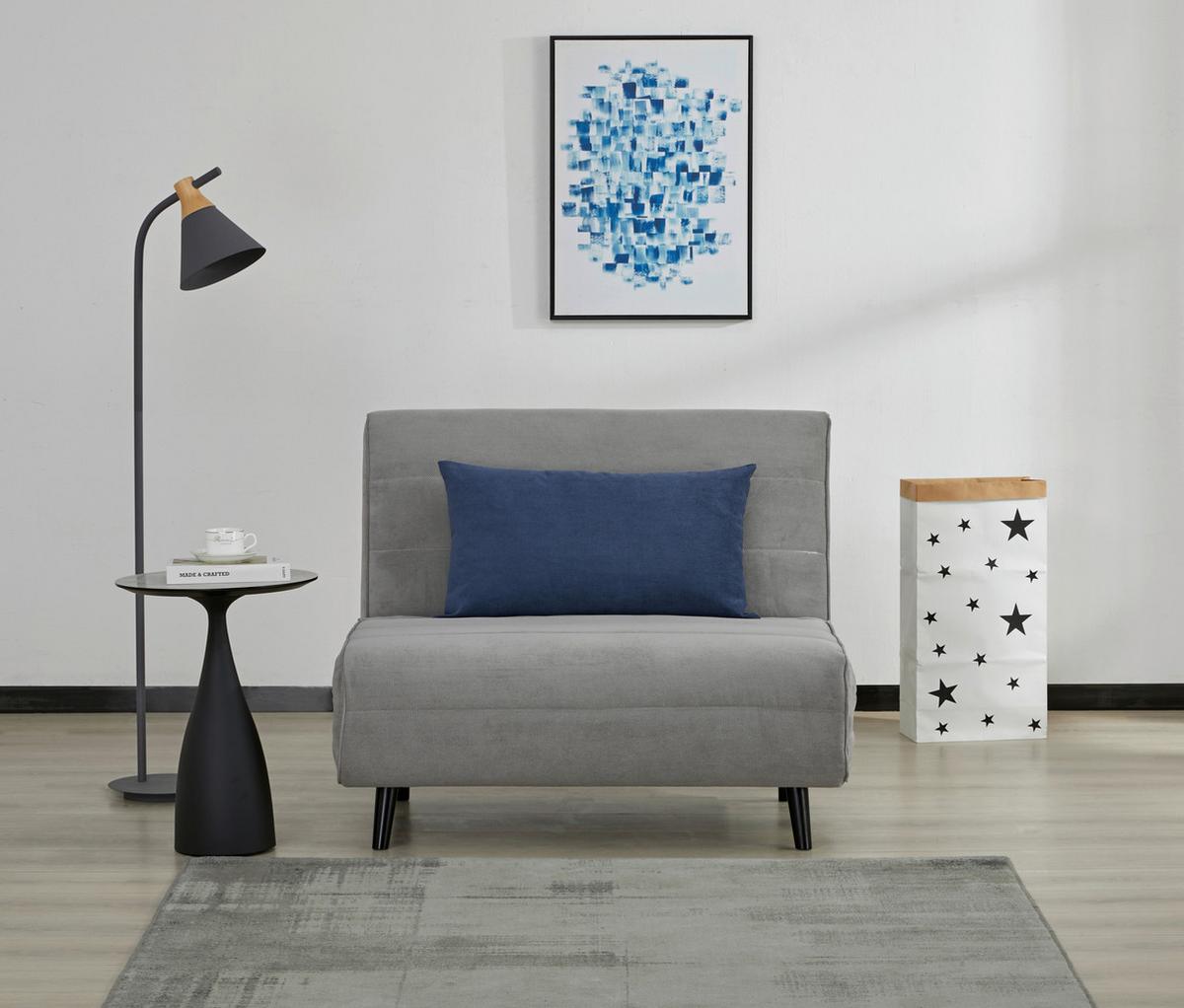 Fotoliu extensibil SVEN - gri, Modern, lemn/textil (101/81/90cm) - Modern Living