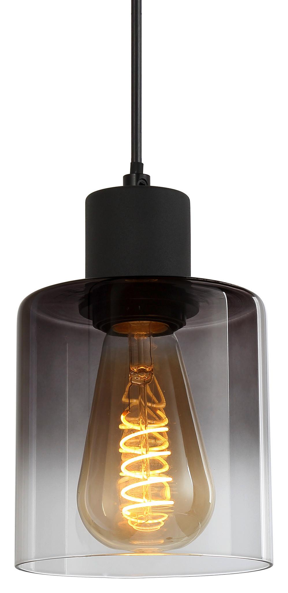 Hängeleuchte Estelle in Schwarz max. 25 Watt - Schwarz, Glas/Kunststoff (64/12/120cm) - Mömax