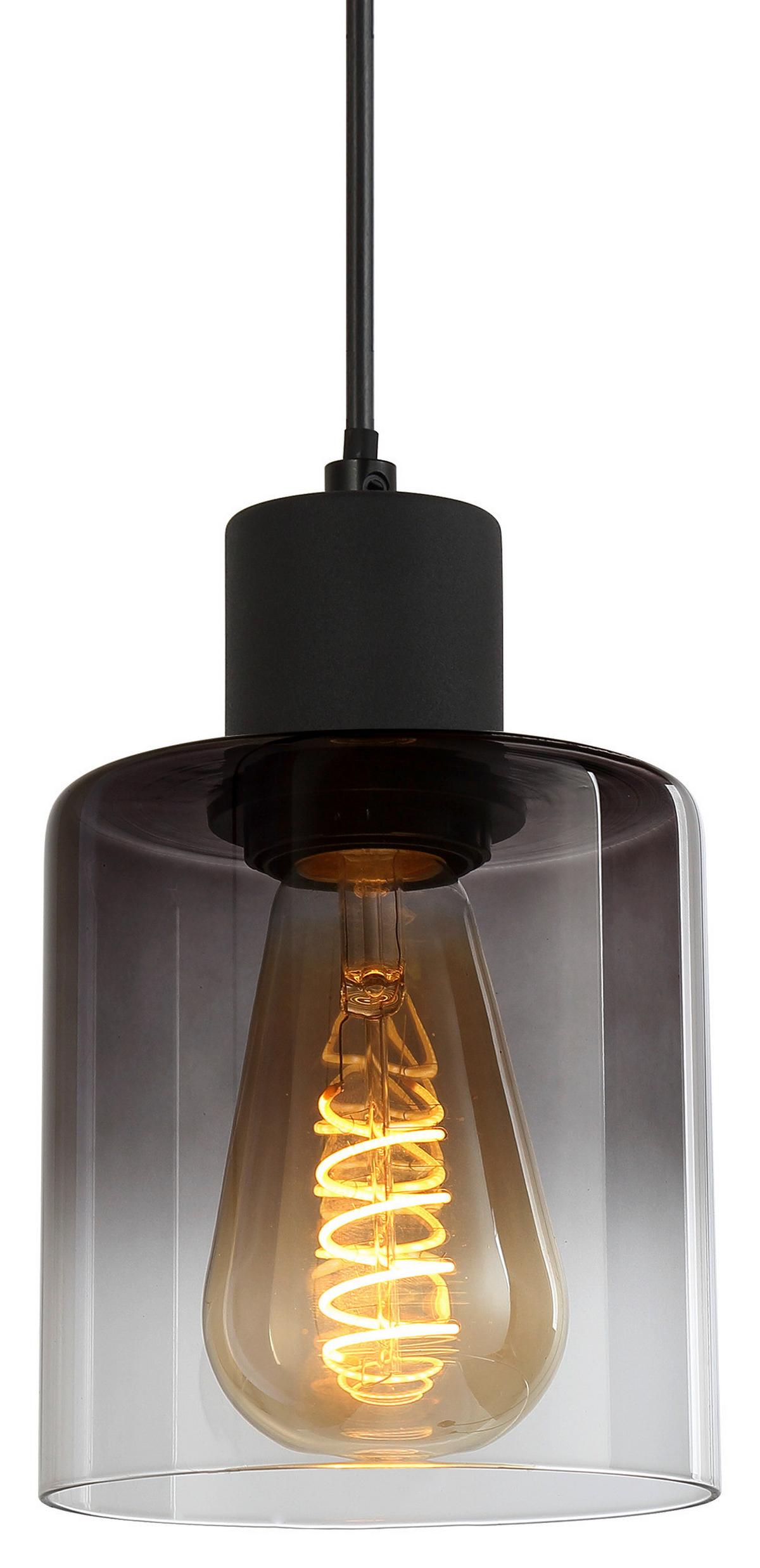 Hängeleuchte Estelle in Schwarz max. 25 Watt - Schwarz, Glas/Kunststoff (64/12/120cm) - Mömax