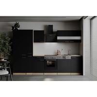 Küchenleerblock Merle o. Geräte Schwarz - Edelstahlfarben/Eichefarben, Basics, Holzwerkstoff/Metall (310cm) - Respekta