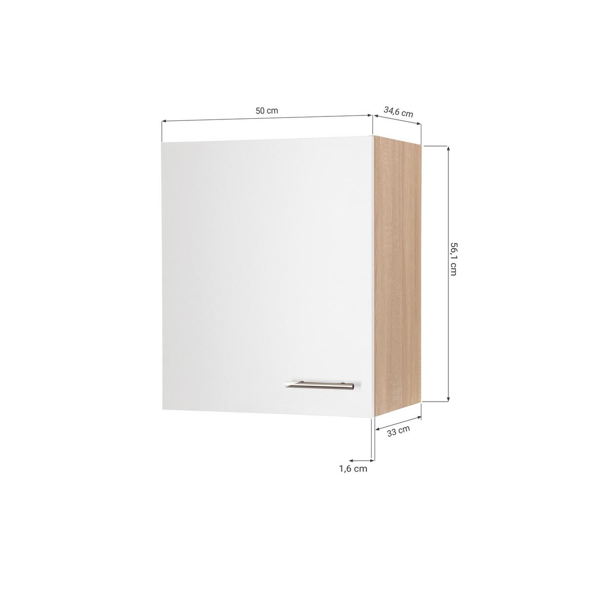 Kuhinjska Zgornja Omarica Merle, Barva Hrasta, Črna - srebrne barve/črna, Basics, kovina/leseni material (50/56,1/34,6cm) - Respekta