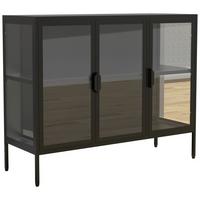 VITRINE FLOKA L - Transparent/Schwarz, Design, Glas/Metall (110/80/35cm) - MID.YOU