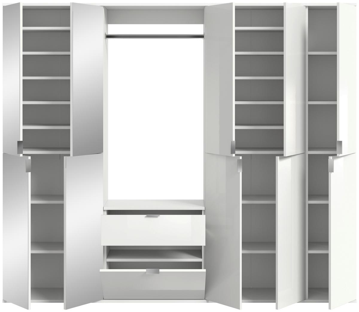 Garderobe Projekt X ca. 213x193 cm Weiß - Weiß Hochglanz, MODERN, Glas/Holzwerkstoff (213/193/34cm) - MID.YOU