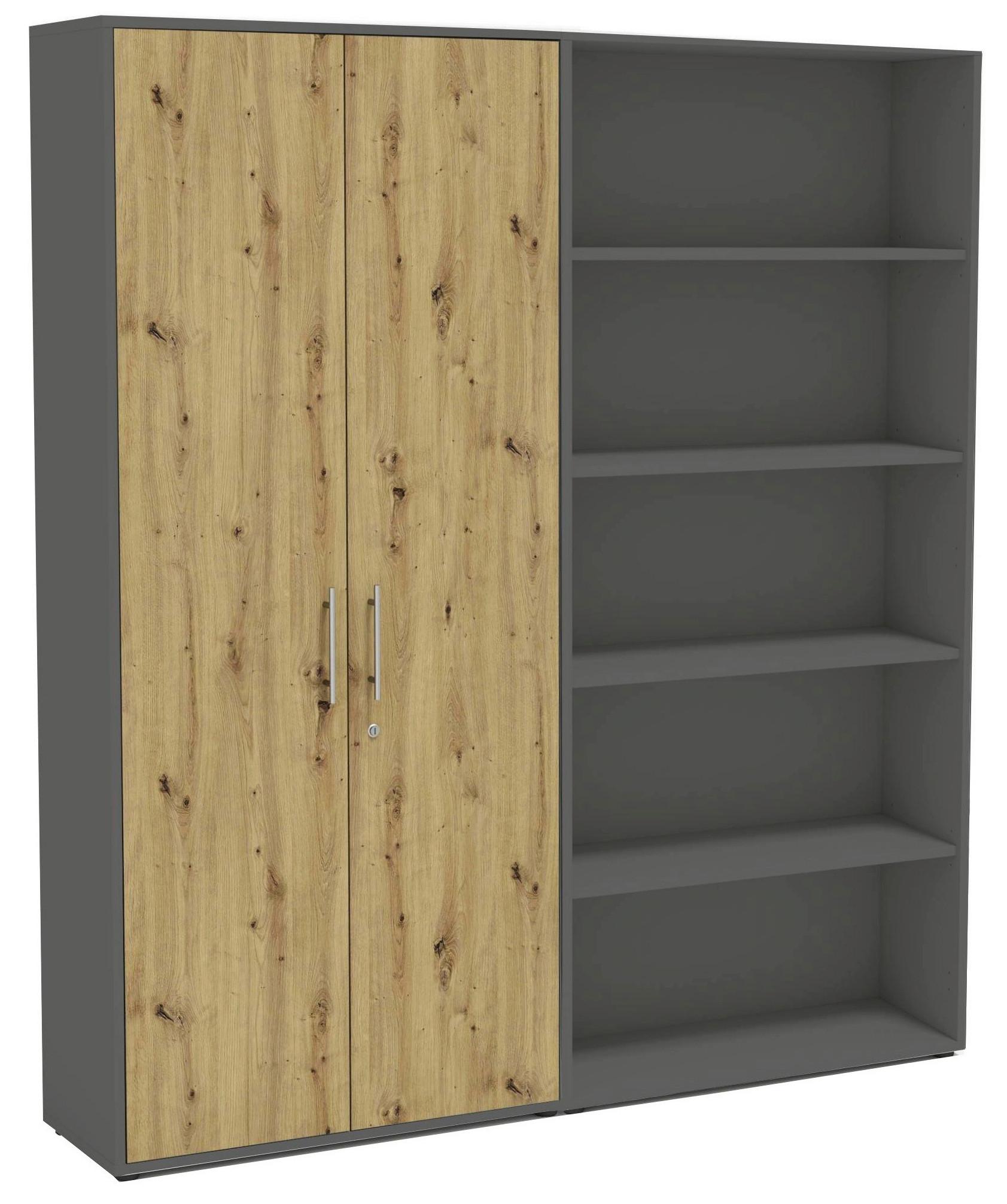 AKTENSCHRANK OFFICE EDITION - SW SET 1 HOCH - Anthrazit/Eiche Artisan, MODERN, Holzwerkstoff (168,8/185,6/33cm) - MID.YOU