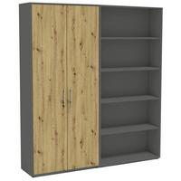 AKTENSCHRANK OFFICE EDITION - SW SET 1 HOCH - Anthrazit/Eiche Artisan, MODERN, Holzwerkstoff (168,8/185,6/33cm) - MID.YOU