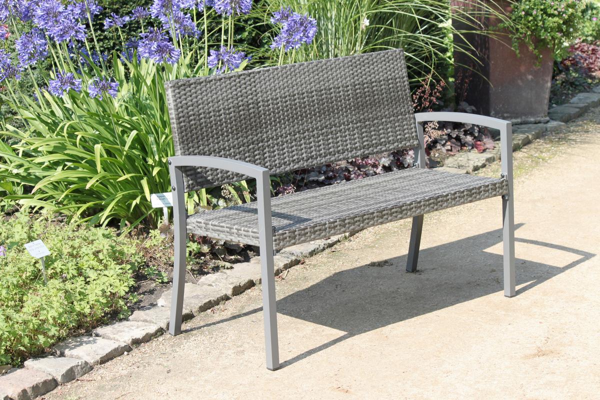 Sitzbank mit Lehne Dunkelgrau L: 116 cm - Dunkelgrau, Basics, Kunststoff/Metall (116/60/87cm) - Gardenson