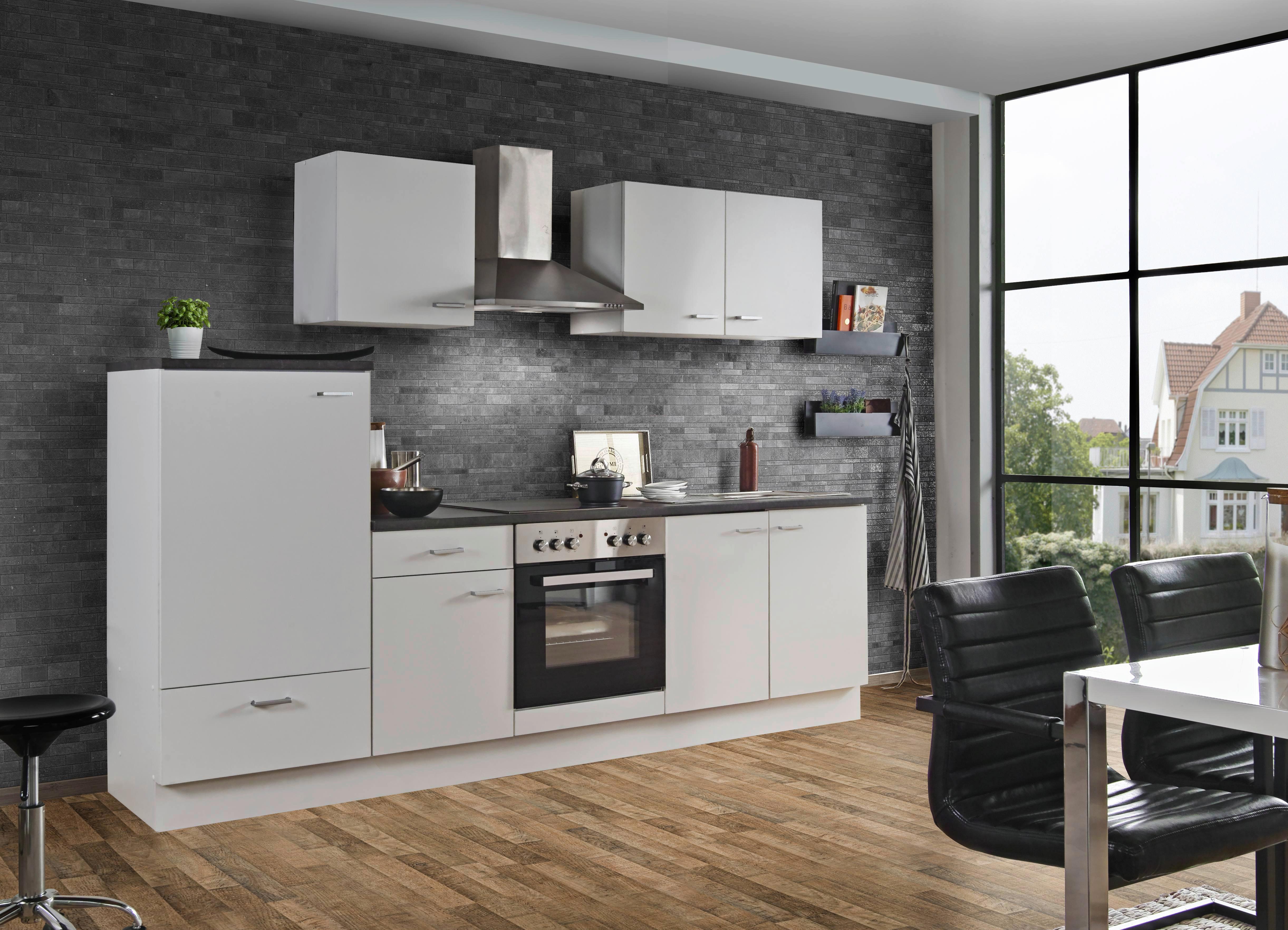 Küchenblock White-Classic Weiß B: ca. 270 cm - Silberfarben/Graphitfarben, KONVENTIONELL, Holzwerkstoff/Kunststoff (270cm) - Menke