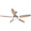 DECKENVENTILATOR ANTE - Chromfarben/Buchefarben, Basics, Glas/Holzwerkstoff (132/40,6cm)
