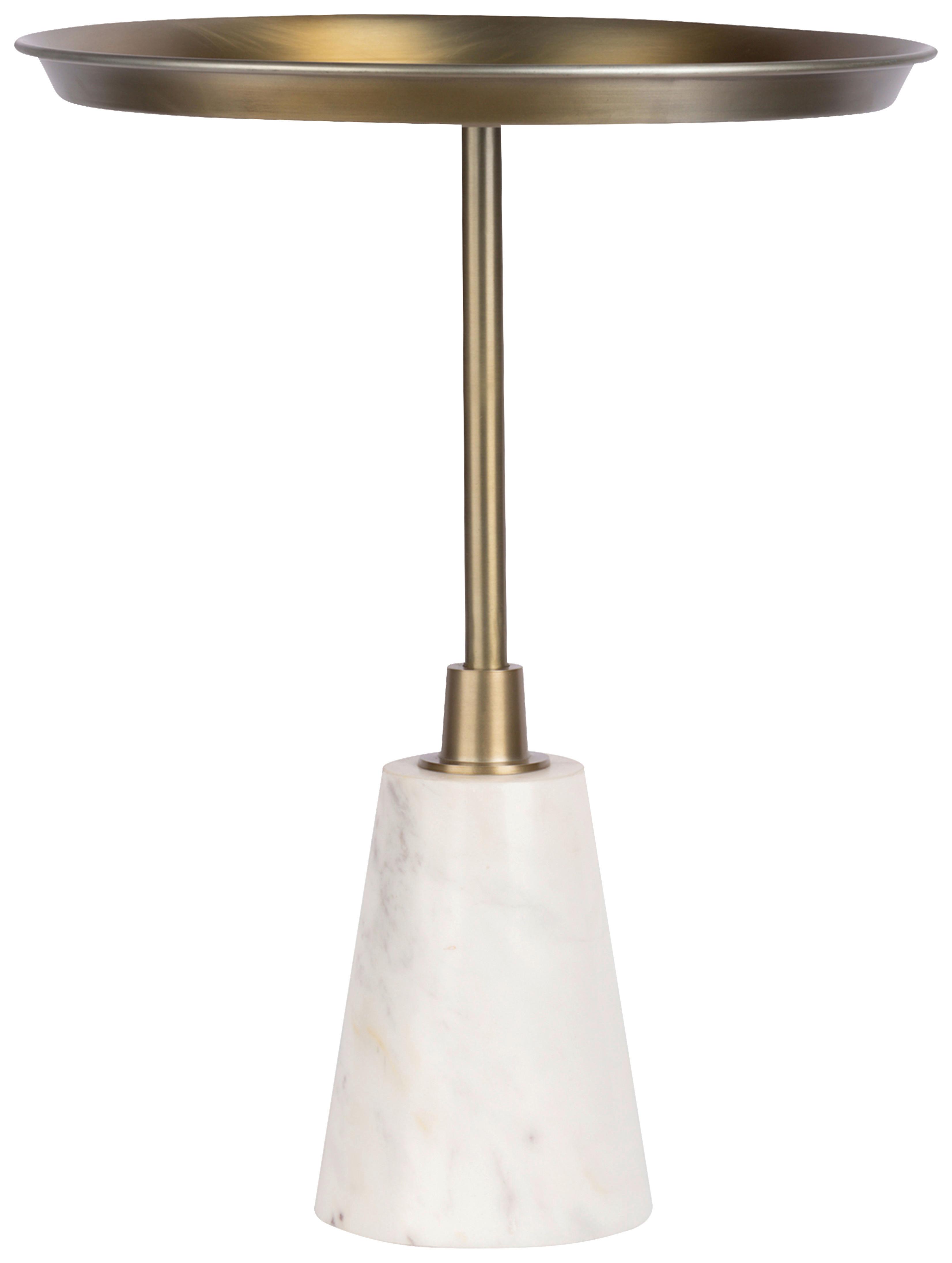 BEISTELLTISCH GRANT 125 WEIß / GOLD - Weiss/Goldfarben, Design, Stein/Metall (38/51cm) - Kayoom