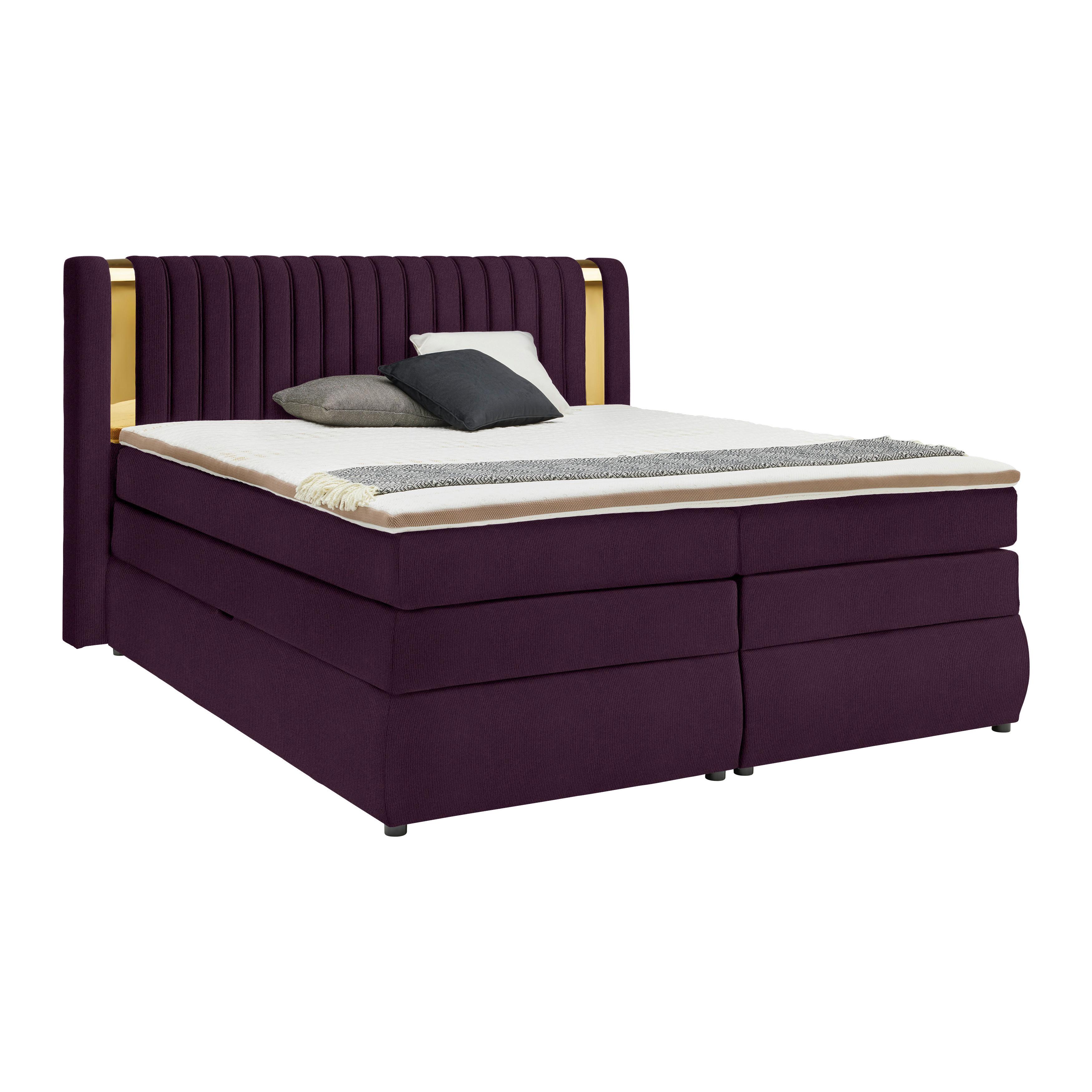 PAT BOXSPRING MINOLA GOLD - prună, Konventionell, textil (180/200cm) - Premium Living