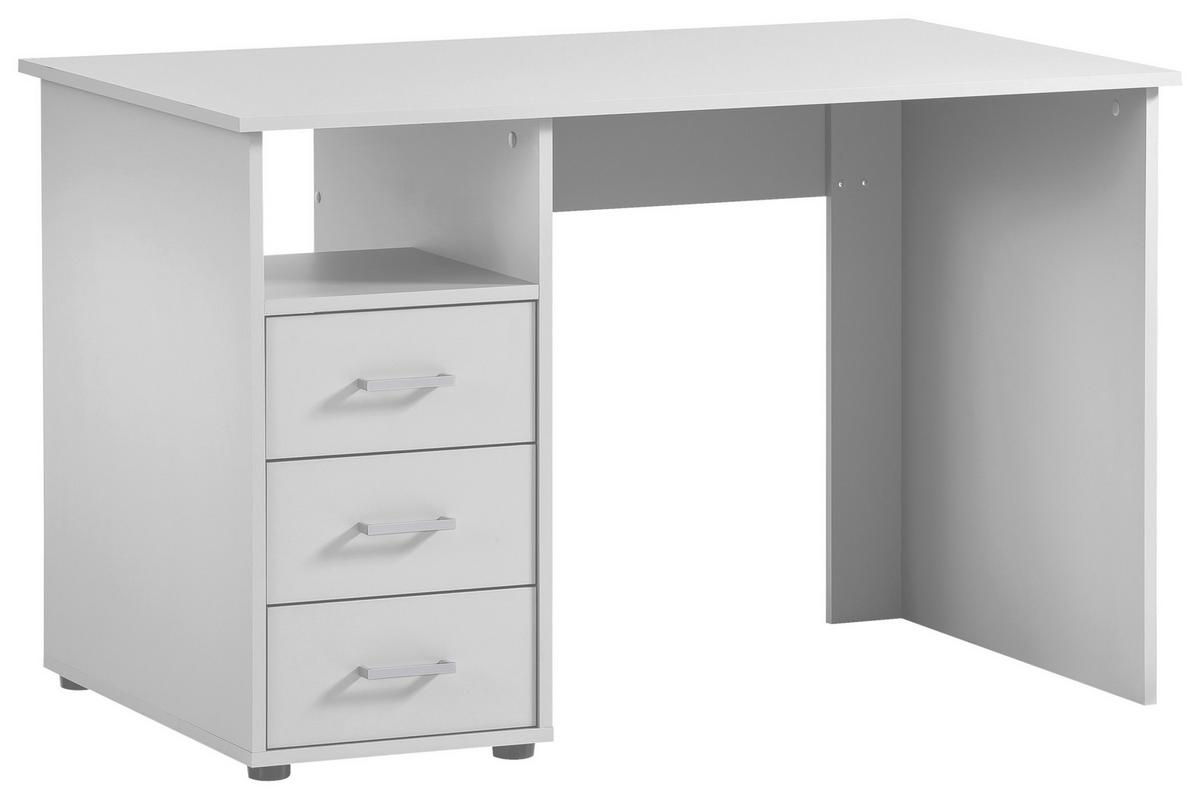 Schreibtisch Niels Weiß ca. 70x115,8x74cm - Silberfarben/Weiß, MODERN, Holzwerkstoff/Metall (70/115,8/74cm) - MID.YOU