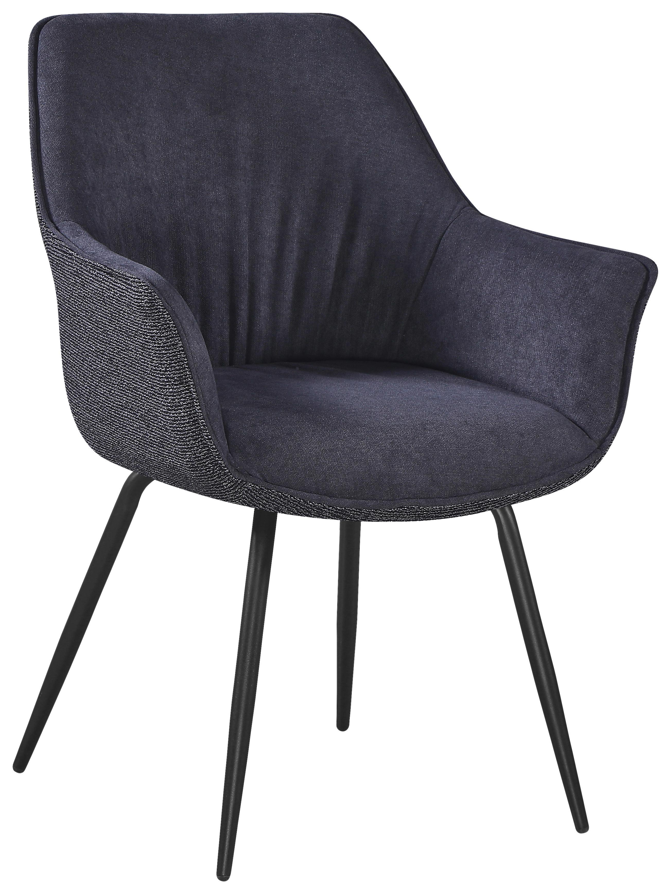 Armlehnstuhl Nova Grau - Schwarz/Grau, MODERN, Textil/Metall (64/85/62cm) - Premium Living