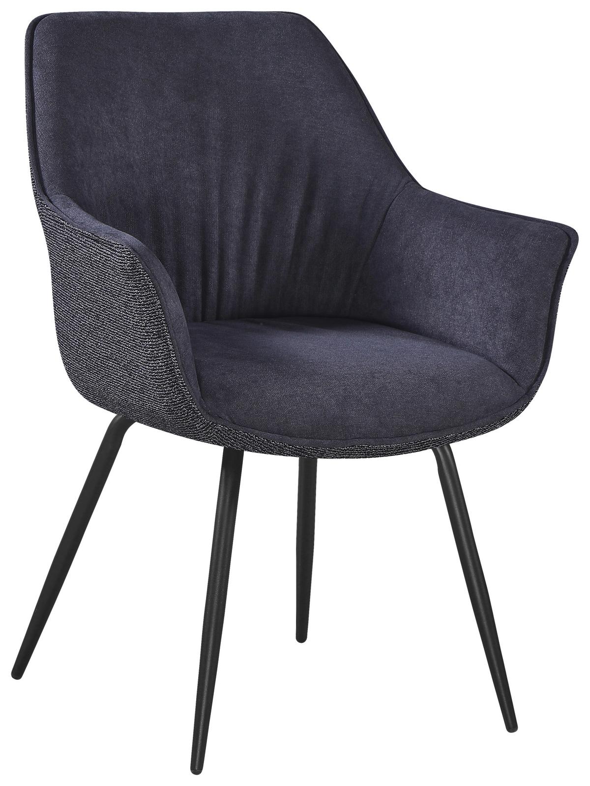 Armlehnstuhl Nova Grau - Schwarz/Grau, MODERN, Textil/Metall (64/85/62cm) - Premium Living