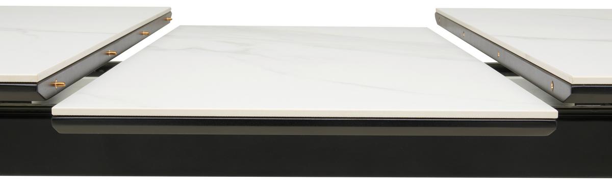 Jedilna Miza Tea, Keramika, Bela, 160-200x90 - črna/bela, Trendi, kovina/leseni material (160-200/76/90cm) - MID.YOU