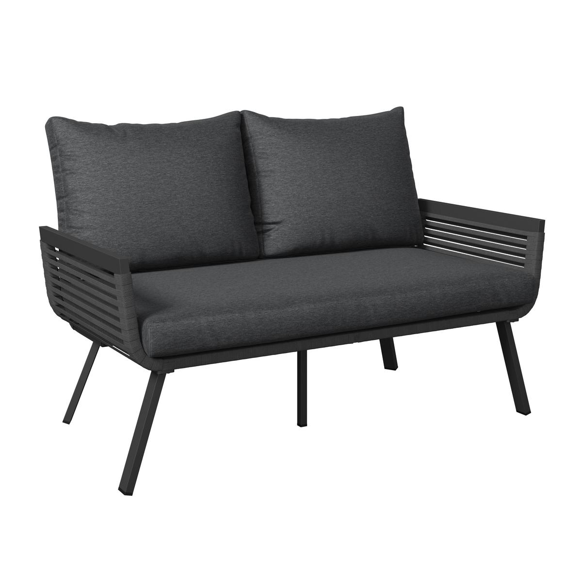 KOMPLET MEBLI TARASOWYCH VICTORIA - antracytowy/czarny, Modern, metal/tkanina (125/74/74cm) - Ambia Garden