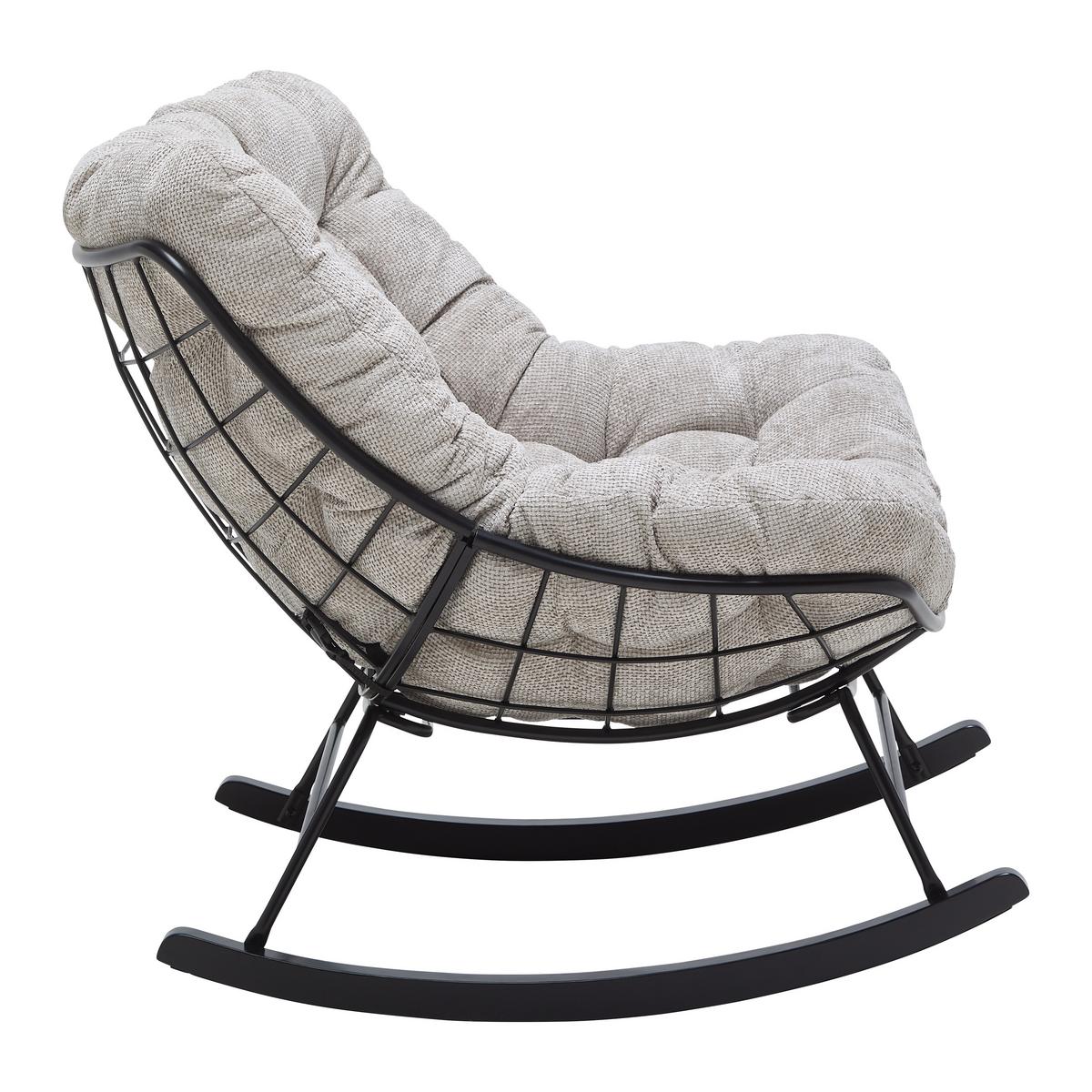 Schaukelstuhl Cloud Creme/Schwarz ca. 96x88x103cm - Creme/Schwarz, MODERN, Holz/Textil (96/88/103cm) - Mömax