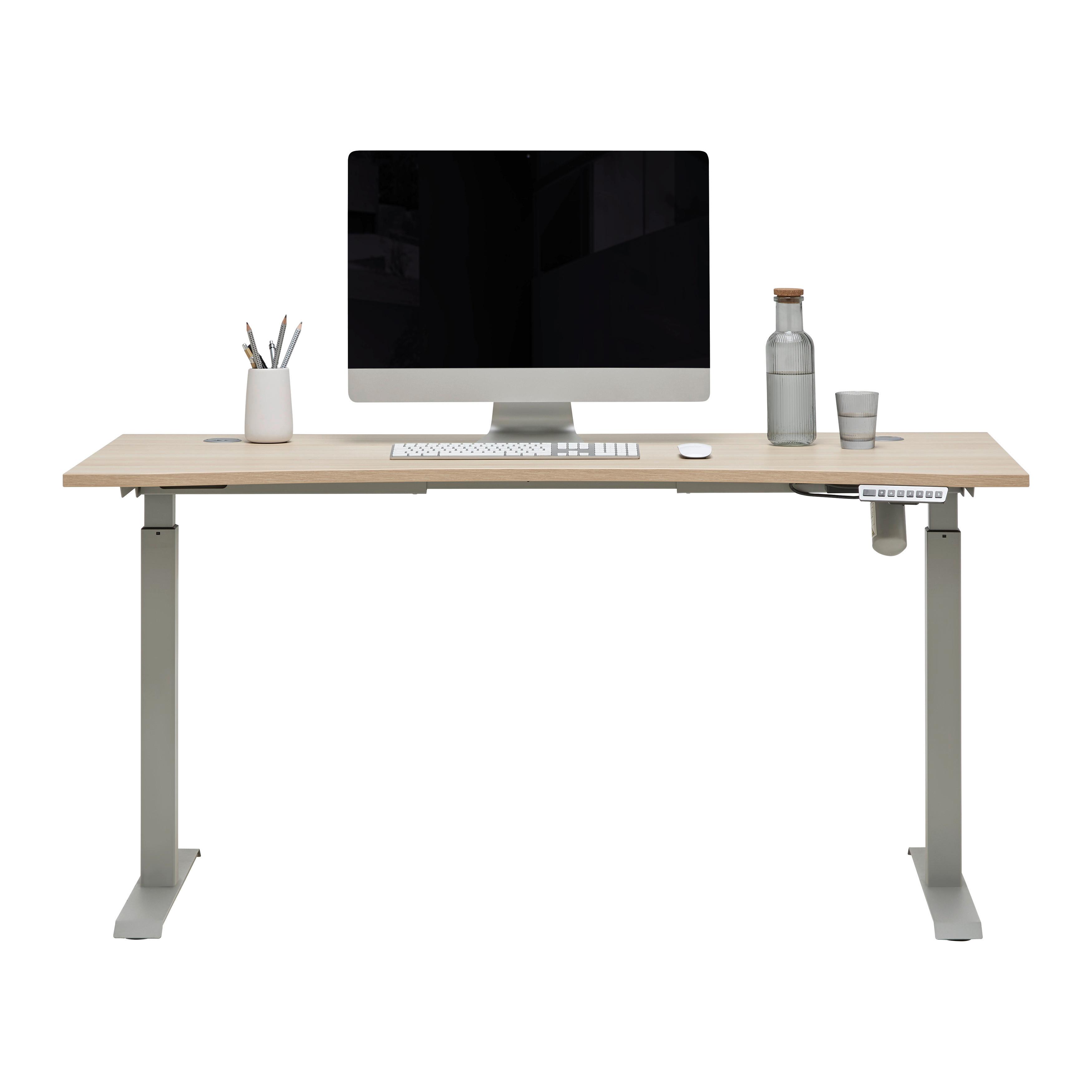 Schreibtisch Siena Eiche-/Silberfarben - Eichefarben/Silberfarben, MODERN, Holzwerkstoff (160/72/77cm) - Mömax