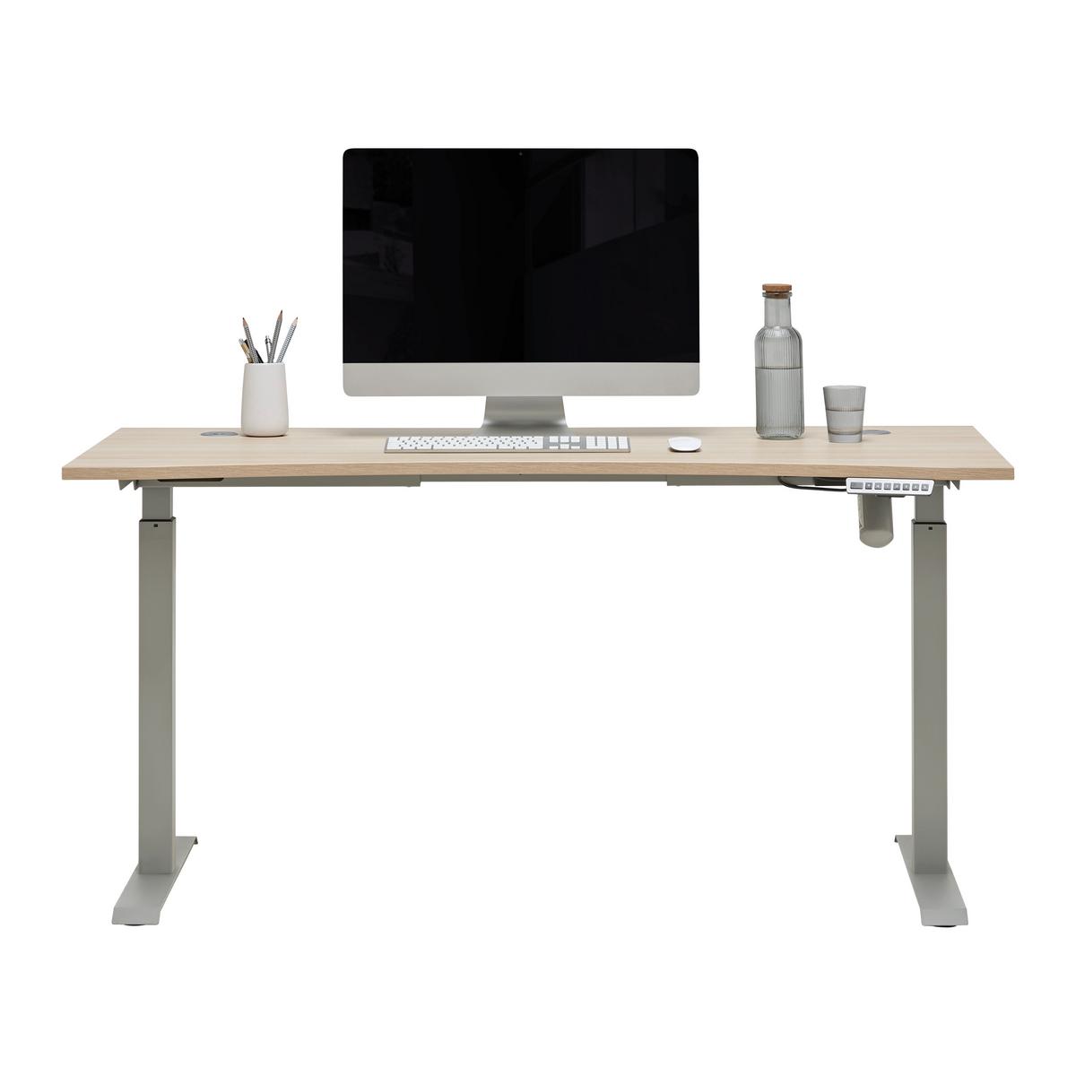 Schreibtisch Siena Eiche-/Silberfarben - Eichefarben/Silberfarben, MODERN, Holzwerkstoff (160/72/77cm) - Mömax