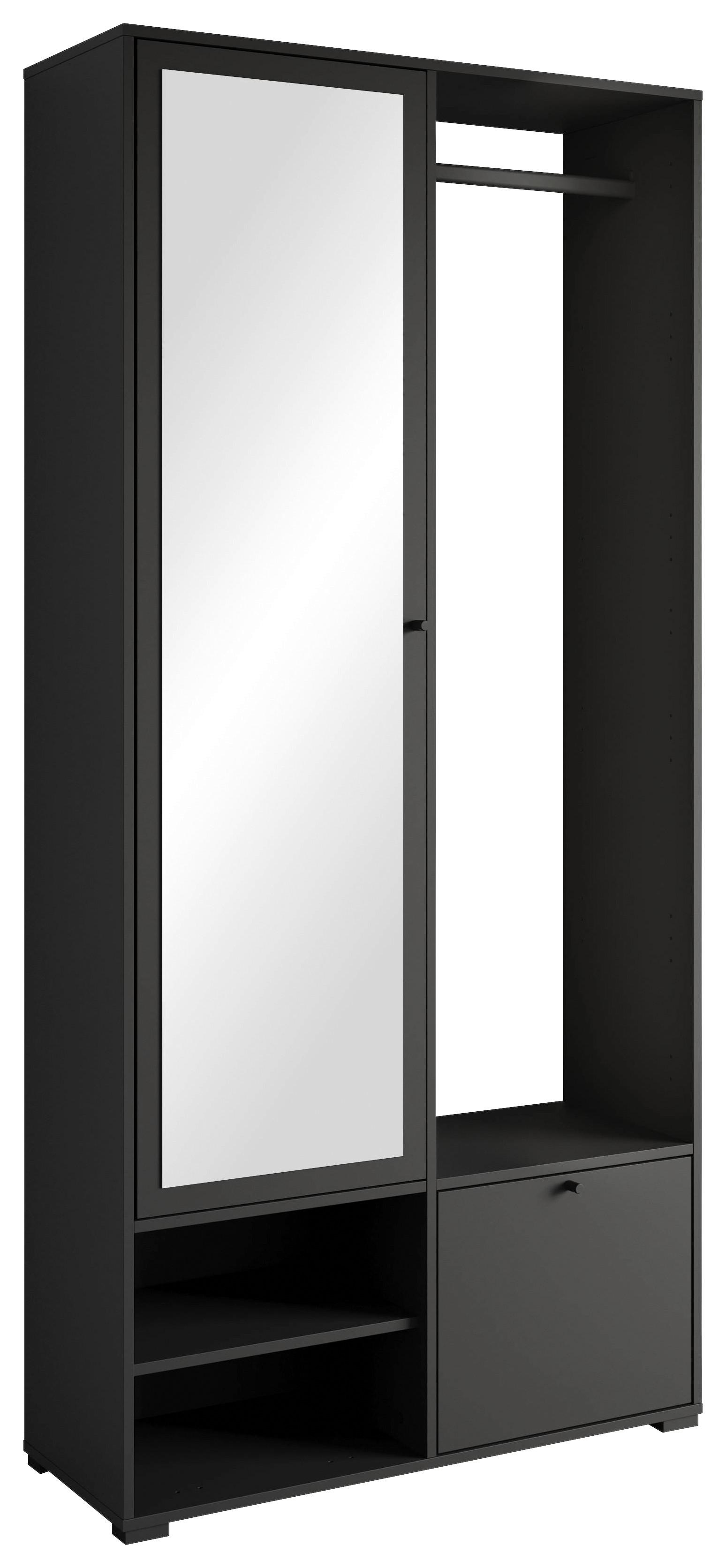 Garderobe Dino ca. 90x190 cm Schwarz - Schwarz, Trend, Holzwerkstoff (90/190/33cm) - P & B