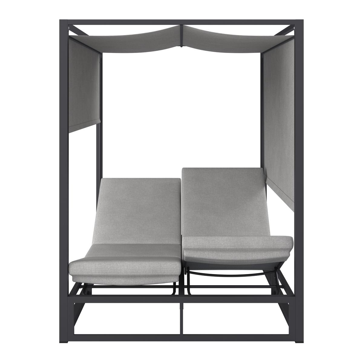 Sonnenliege Aviva Hellrgrau Outdoorstoff/Metall +Abdeckung - Hellgrau, MODERN, Textil/Metall (148/196/200cm) - Bessagi Garden