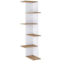 Eckregal BALOS XL Weiß ca. 37x140x37 cm - Honigeiche/Weiß, LIFESTYLE, Holzwerkstoff (37/140/37cm) - MID.YOU