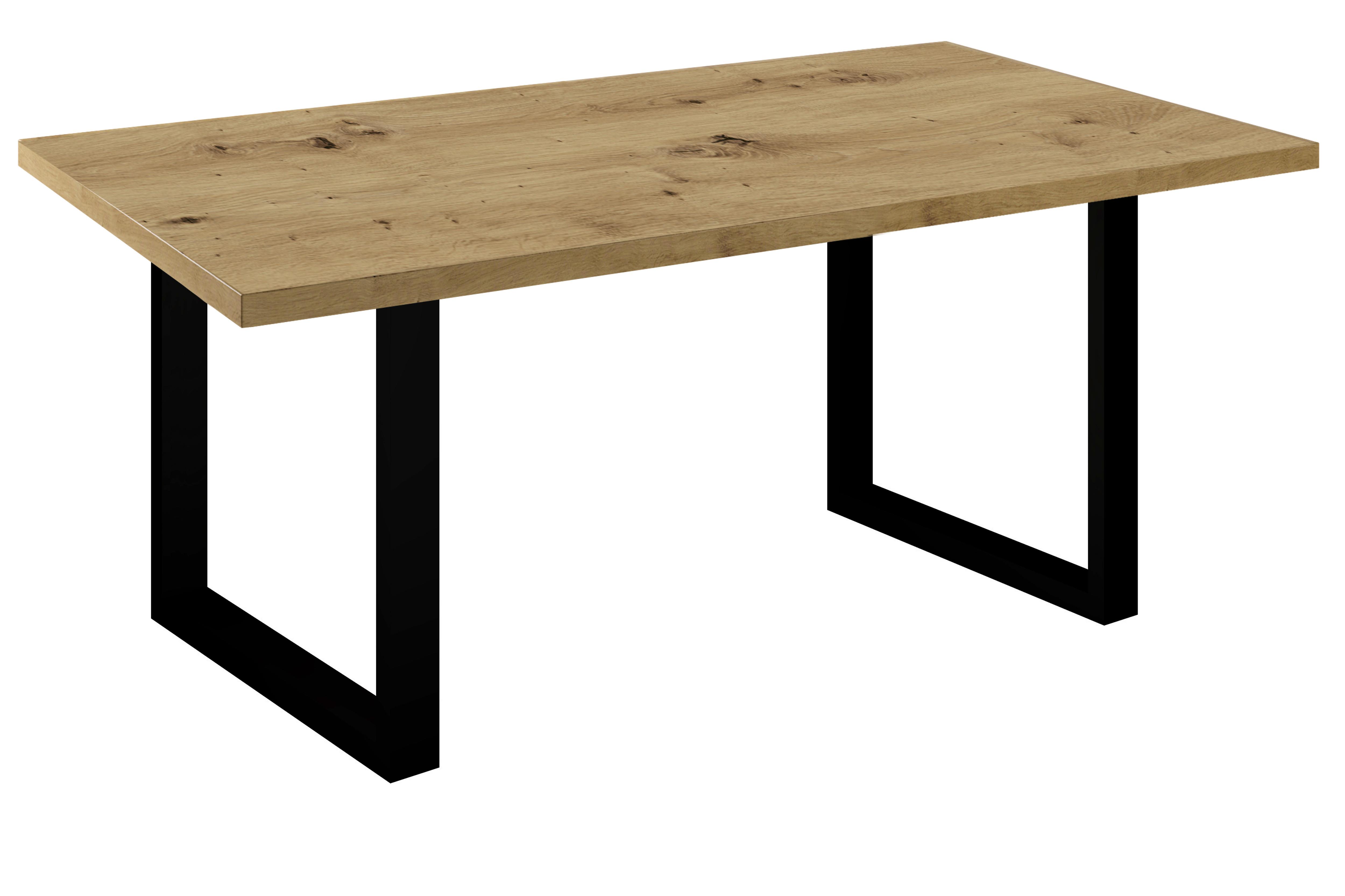 Esstisch Dinner Schwarz/Eiche Echtholz ca. 140x90x78 - Schwarz/Eiche Artisan, Holzwerkstoff/Metall (140/90/78cm) - Mömax