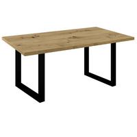 Esstisch Dinner Schwarz/Eiche Echtholz ca. 140x90x78 - Schwarz/Eiche Artisan, Holzwerkstoff/Metall (140/90/78cm) - Mömax