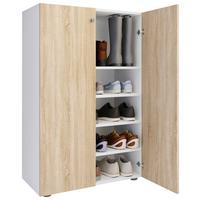 Omara Za Čevlje Lona Xl, Bela, Barva Hrasta - srebrne barve/črna, Design, umetna masa/leseni material (70/110/39cm) - MID.YOU