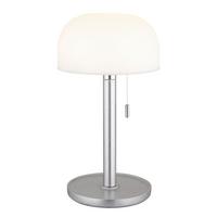 Akku-Tischleuchte Norman Silber/Weiß max. 1,5 Watt - Silberfarben/Opal, KONVENTIONELL, Holz/Kunststoff (15/28cm) - Globo