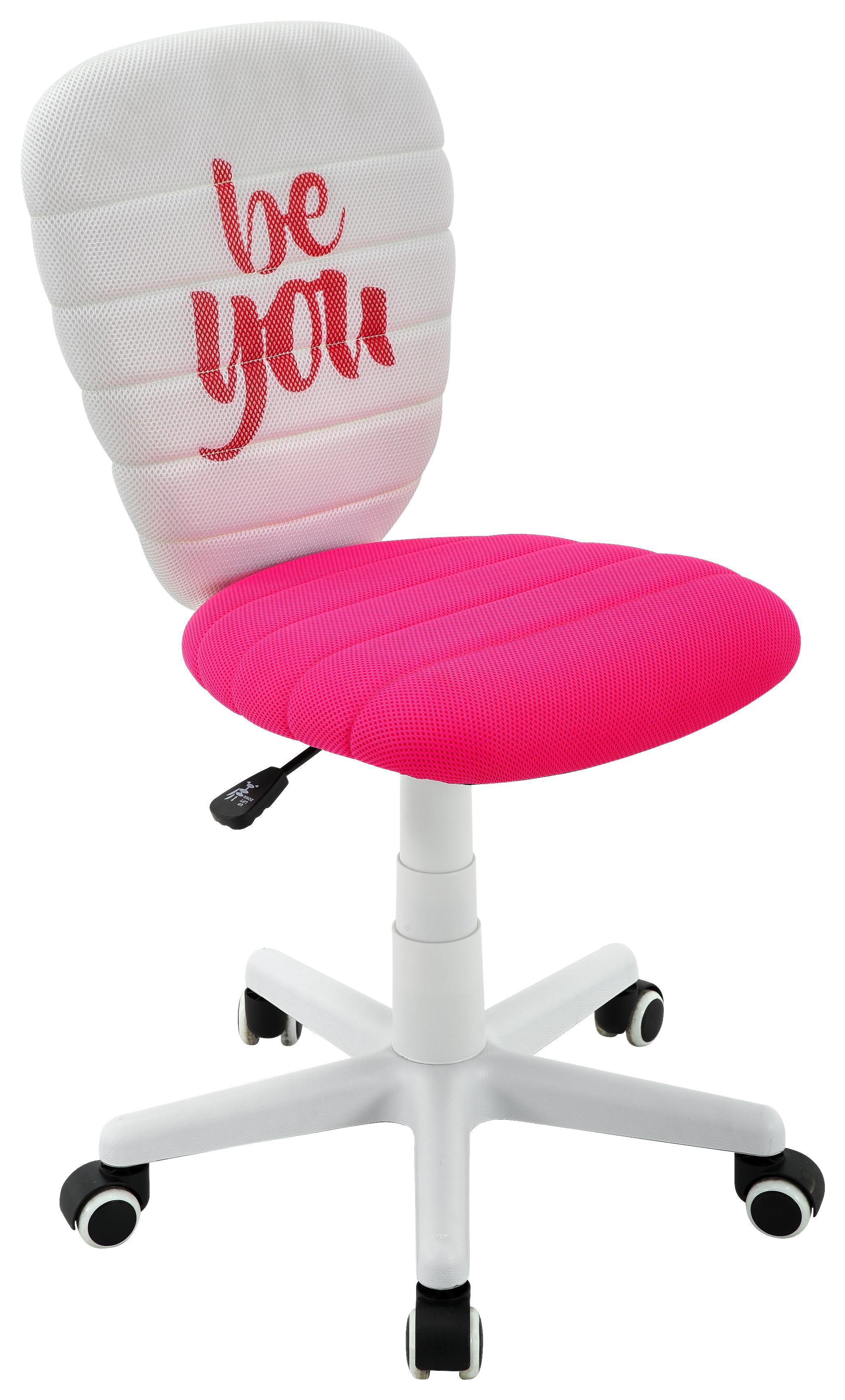 Drehstuhl in Weiß/Pink - Pink/Weiß, MODERN, Kunststoff/Textil (40/75-85/48cm) - Modern Living