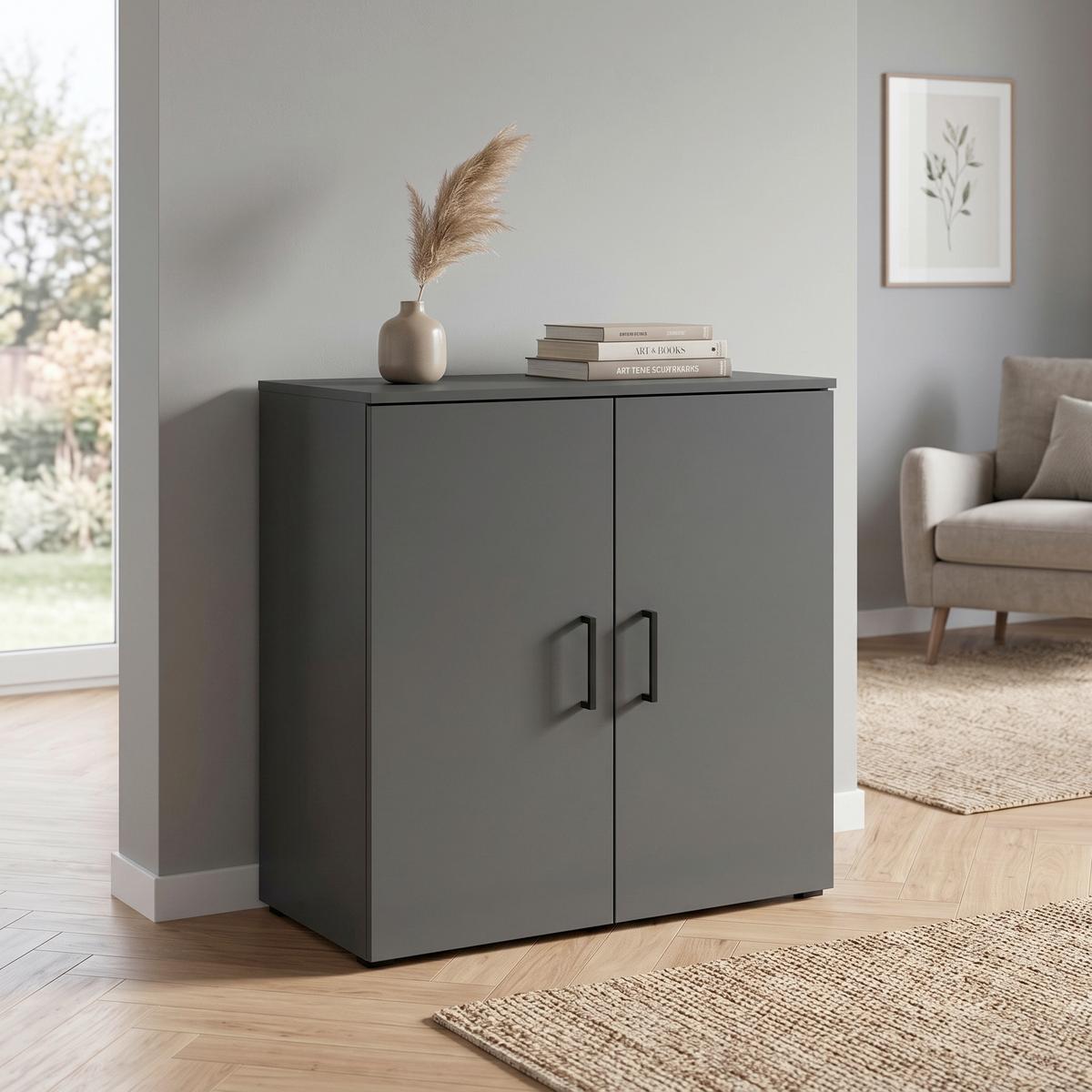 Komoda Multi - boje grafita/antracit, Moderno, drvni materijal/plastika (80/83/40cm) - Modern Living