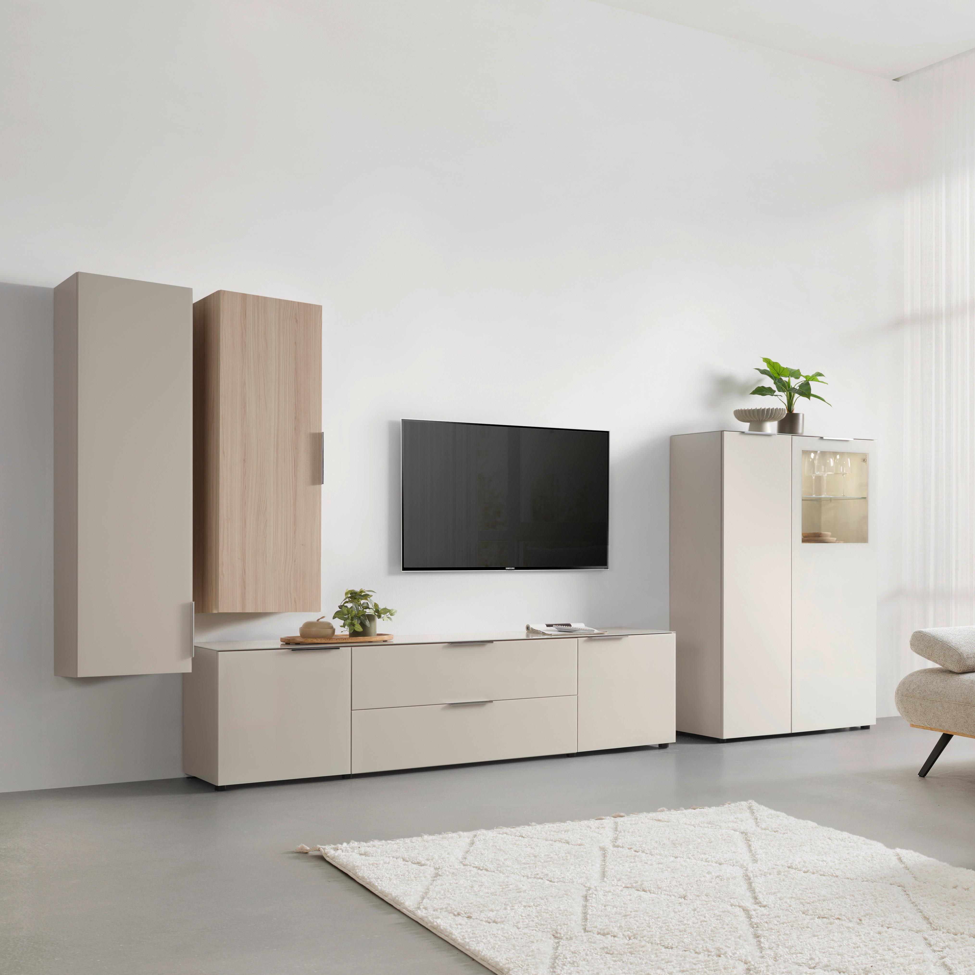 TV-Element Siena Kaschmir - Chromfarben/Kaschmir, MODERN, Glas/Holzwerkstoff (226/55/40cm) - Premium Living