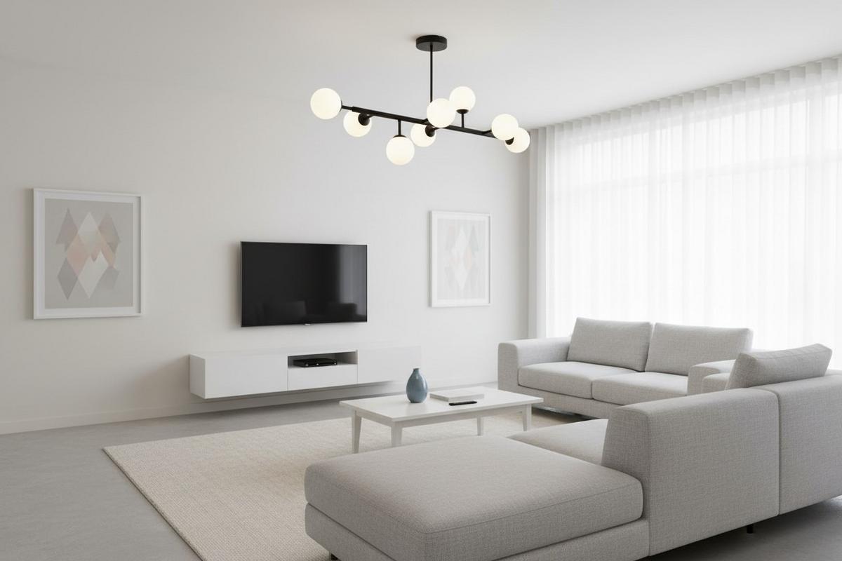 LAMPA SUFITOWA PENINA - biały, Trend, metal/szkło (100/26/48cm) - Novel