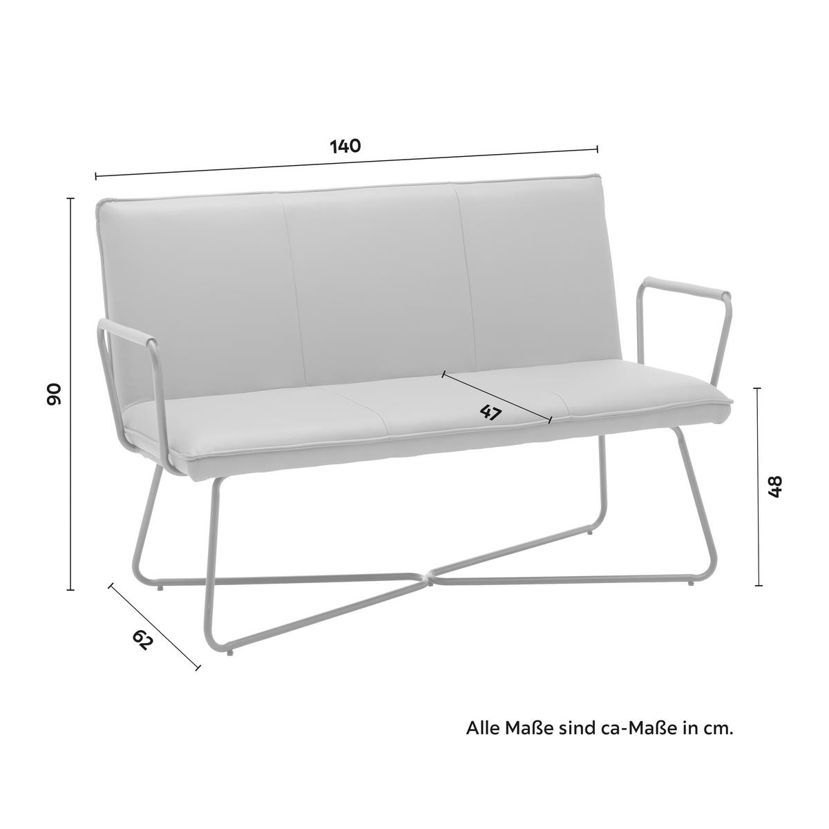 Sitzbank Bosco Grau Lederlook Gepolstert - Schwarz/Grau, MODERN, Holz/Textil (140/90/62cm) - Bessagi Home