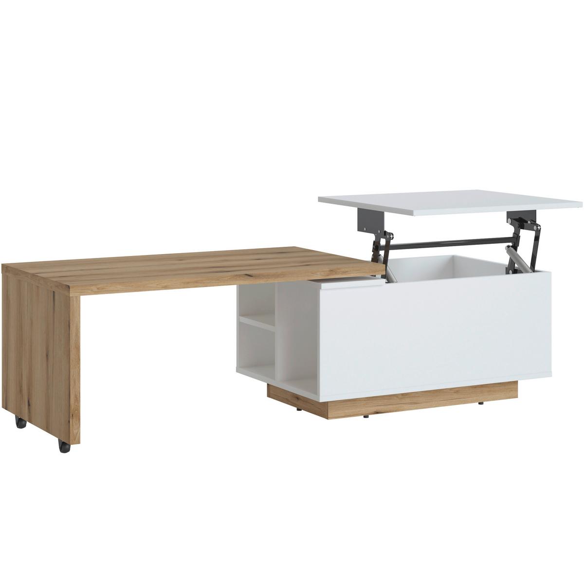 Măsuță de cafea DALANO - alb/culoare lemn stejar, Trend, material pe bază de lemn (95/45,3/54cm) - Modern Living