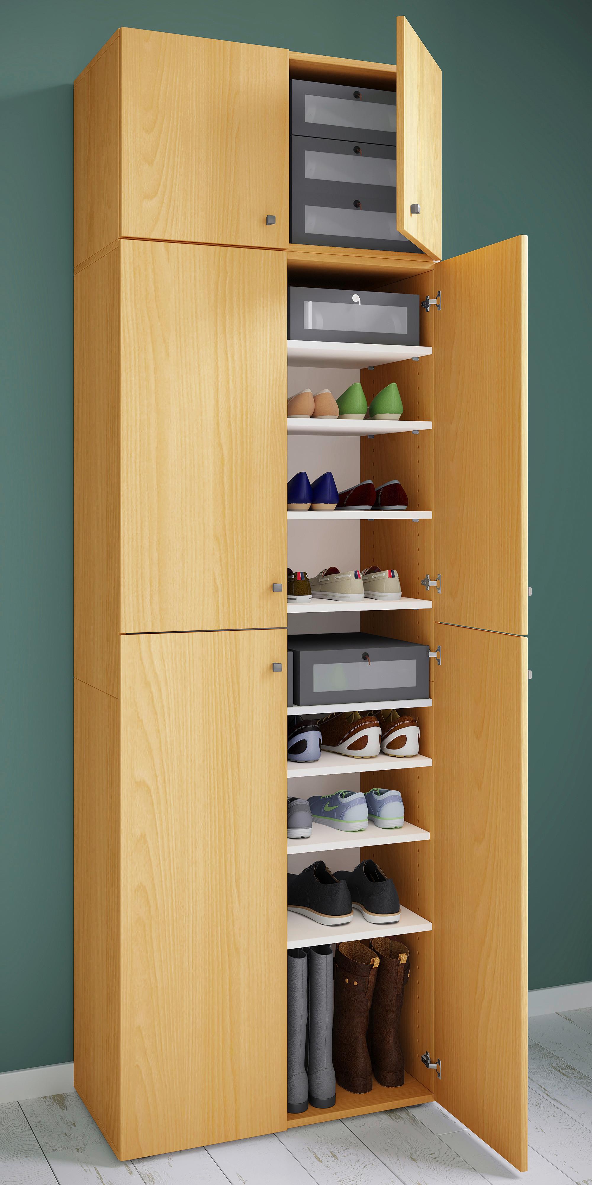 Schuhschrank Lona XXL ca.70x223x39cm Buchefarben - Buchefarben/Schwarz, MODERN, Holzwerkstoff/Kunststoff (70/223/39cm) - MID.YOU