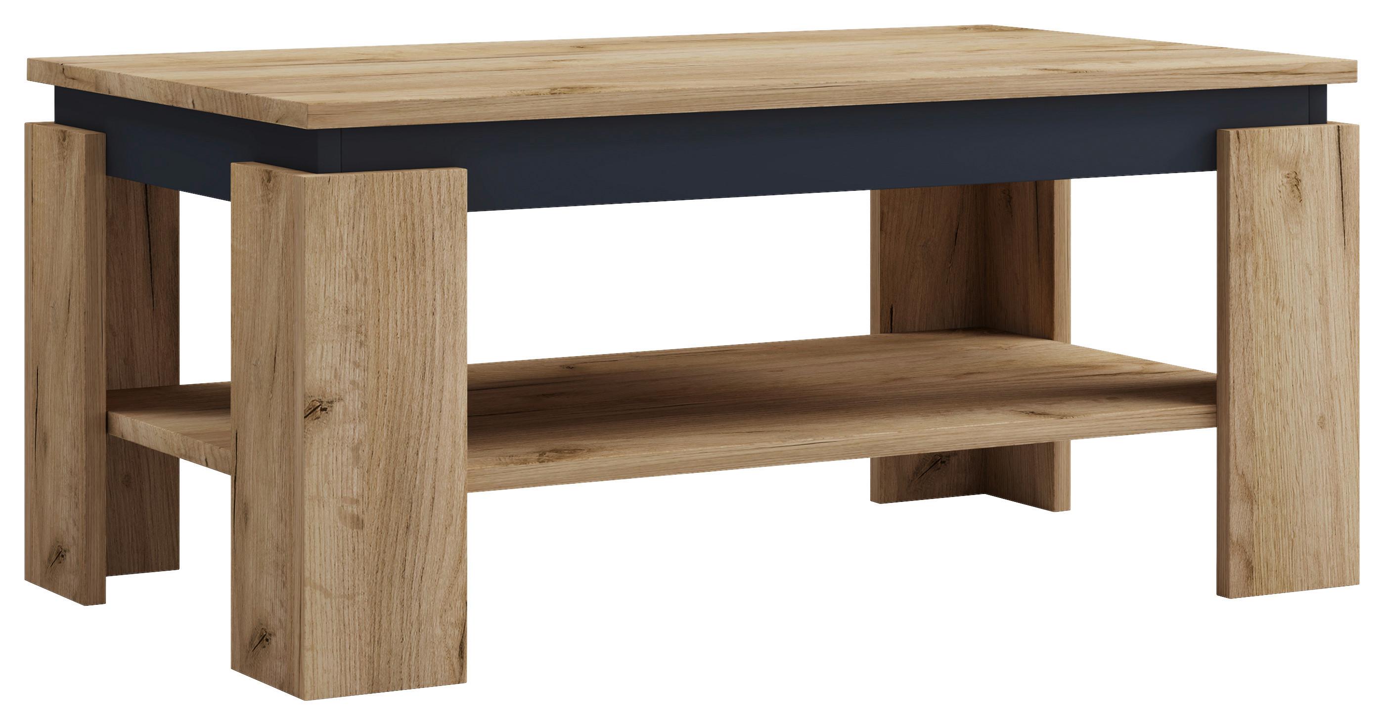 Klubska Miza Rolas, Medeni Hrast, Črna, 90x41 - črna/medeni hrast, Moderno, leseni material (90/53/41cm) - MID.YOU