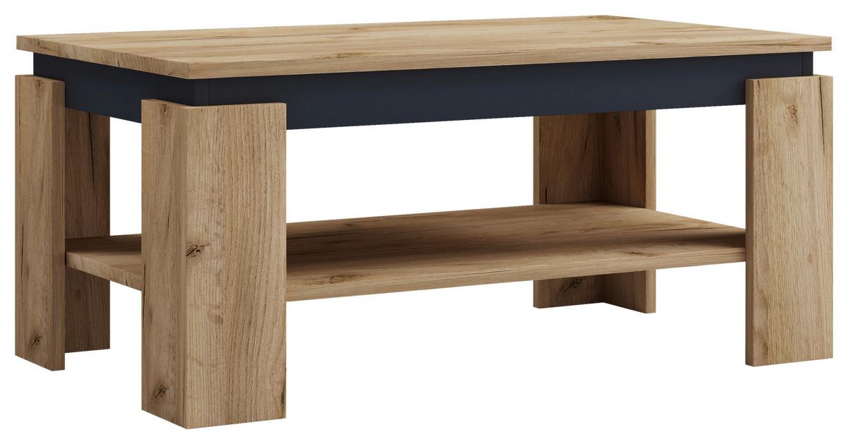 Klubska Miza Rolas, Medeni Hrast, Črna, 90x41 - črna/medeni hrast, Moderno, leseni material (90/53/41cm) - MID.YOU
