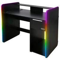 Gamingtisch Electra ca. 110x55x95cm Schwarz mit LED - Grau Hochglanz/Schwarz, MODERN, Holzwerkstoff/Metall (110/55/95cm) - X Rocker