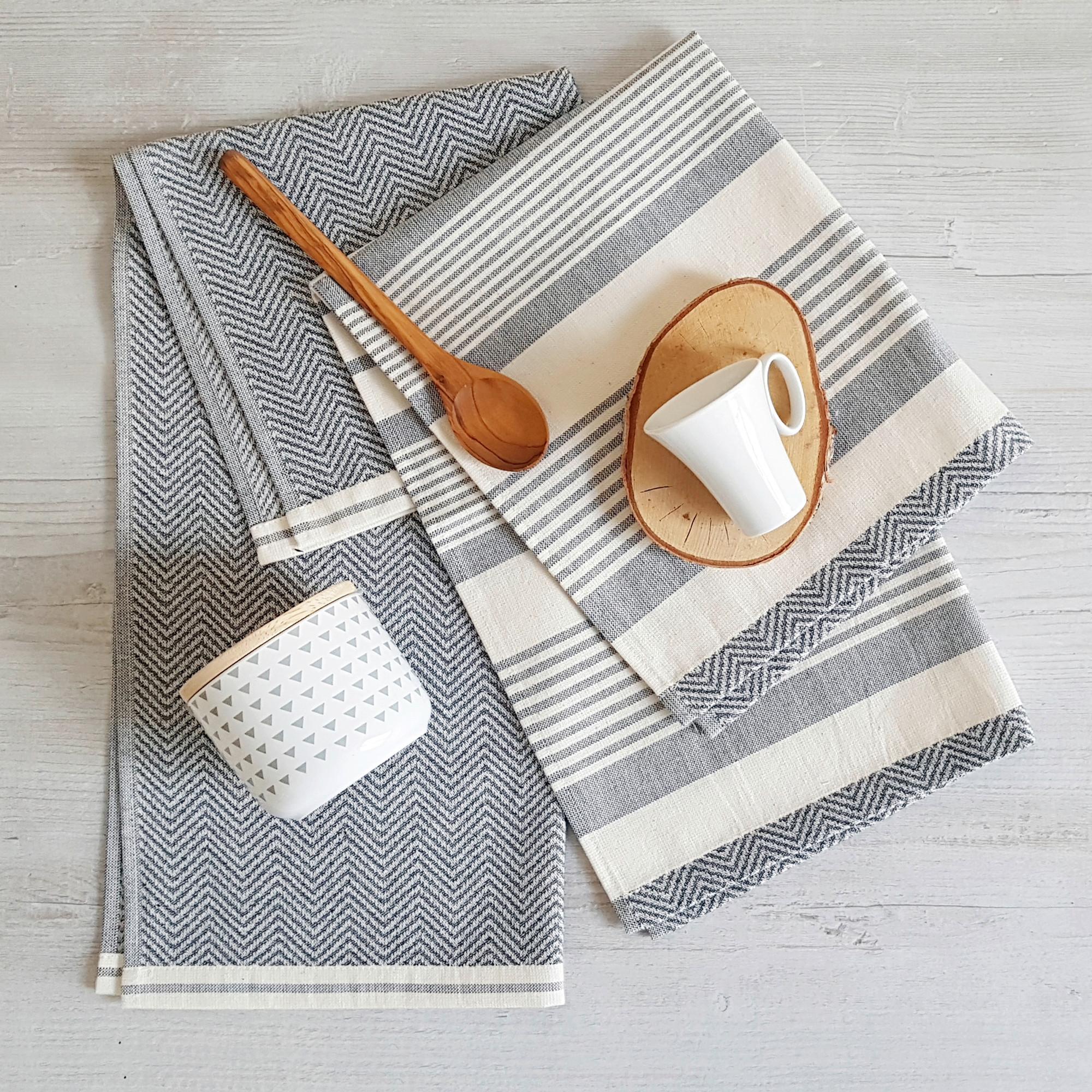 Geschirrtuch-Set Milo Hellgrau 2-teilig - Hellgrau, Textil (50/70cm) - Premium Living