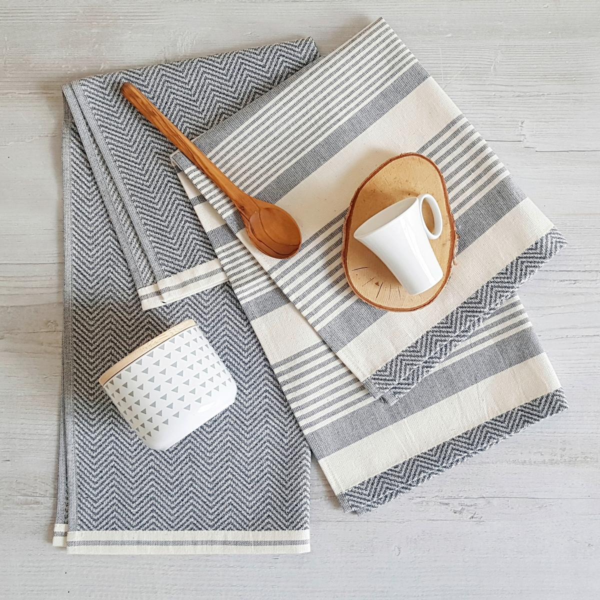 Geschirrtuch-Set Milo Hellgrau 2-teilig - Hellgrau, Textil (50/70cm) - Premium Living