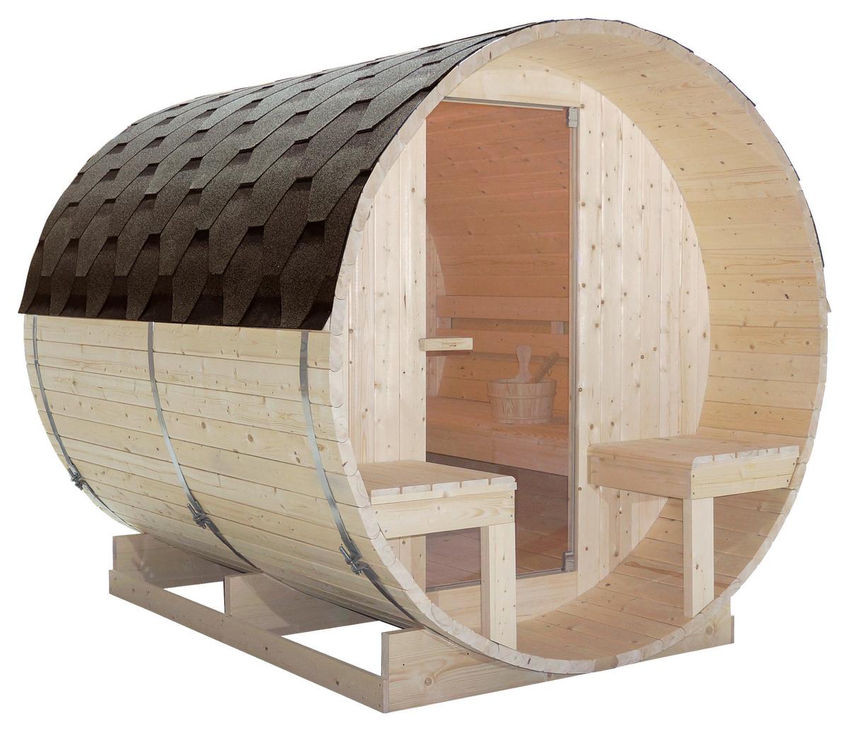 Szaunahordó Bergen - lucfenyőszínű, Konventionell, üveg/fa (194,8/220/191,5cm) - Sanotechnik