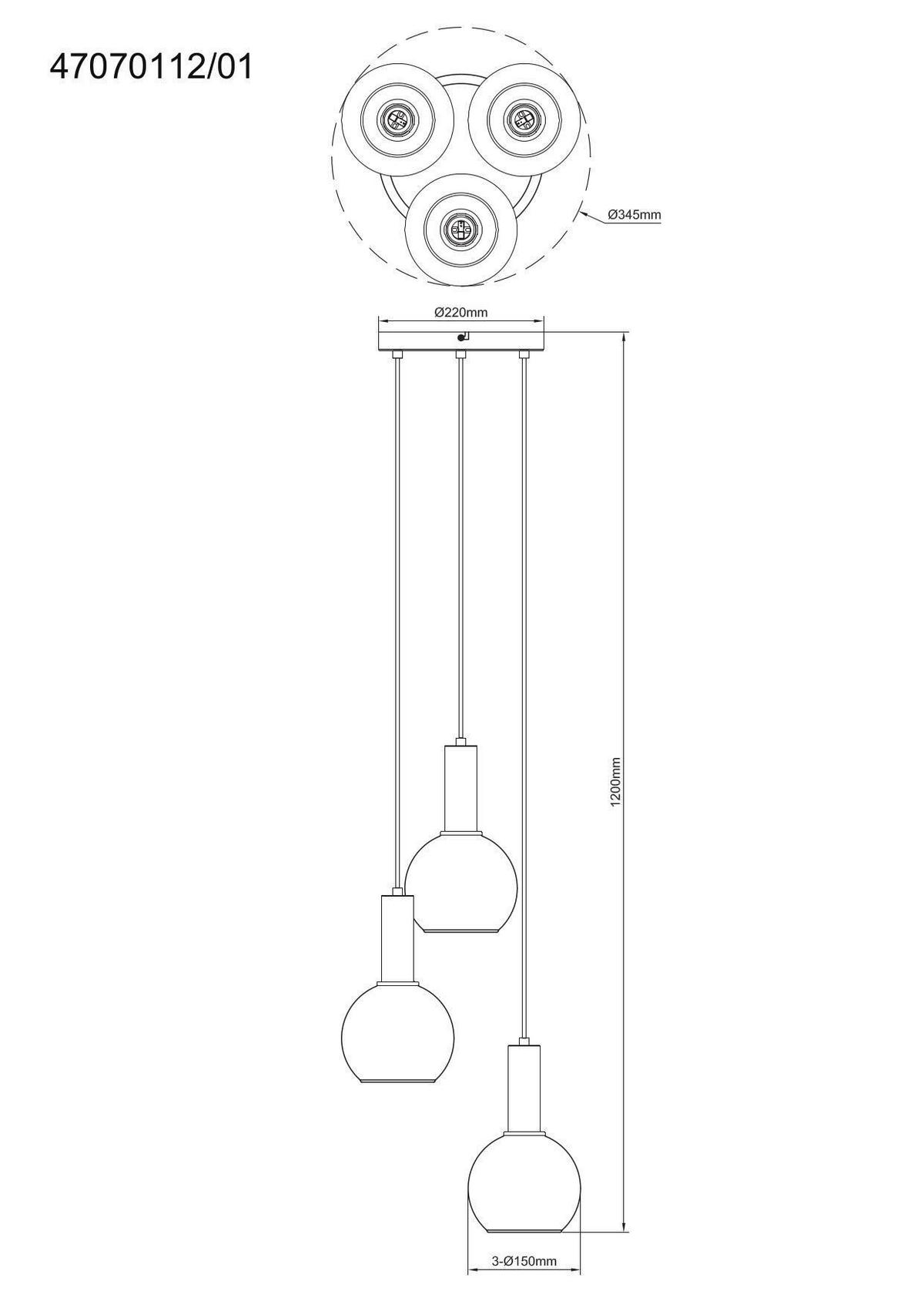 LAMPA WISZĄCA MARCY - czarny/szary, Trend, metal/szkło (25/120cm) - Novel