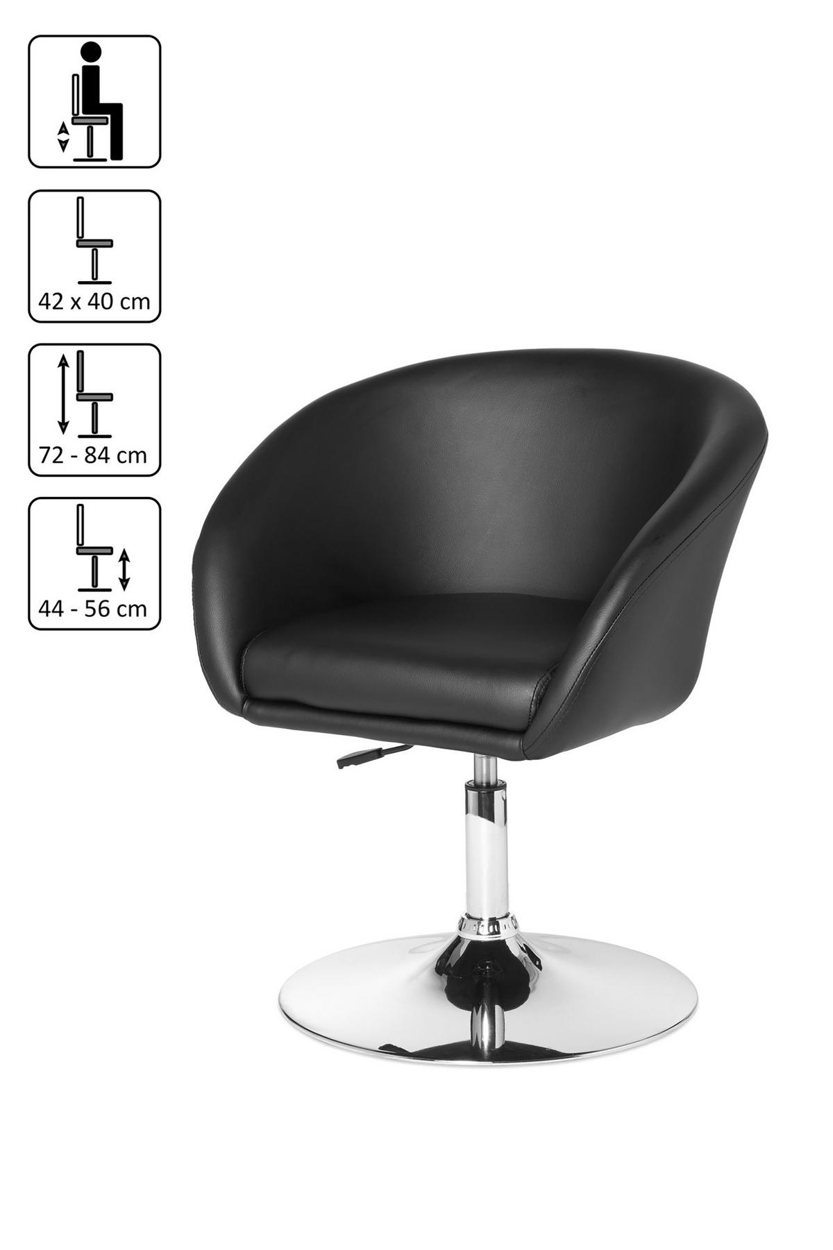 Drehstuhl Relaxsessel Schwarz - Chromfarben/Schwarz, MODERN, Textil/Metall (62/84/55cm) - MID.YOU