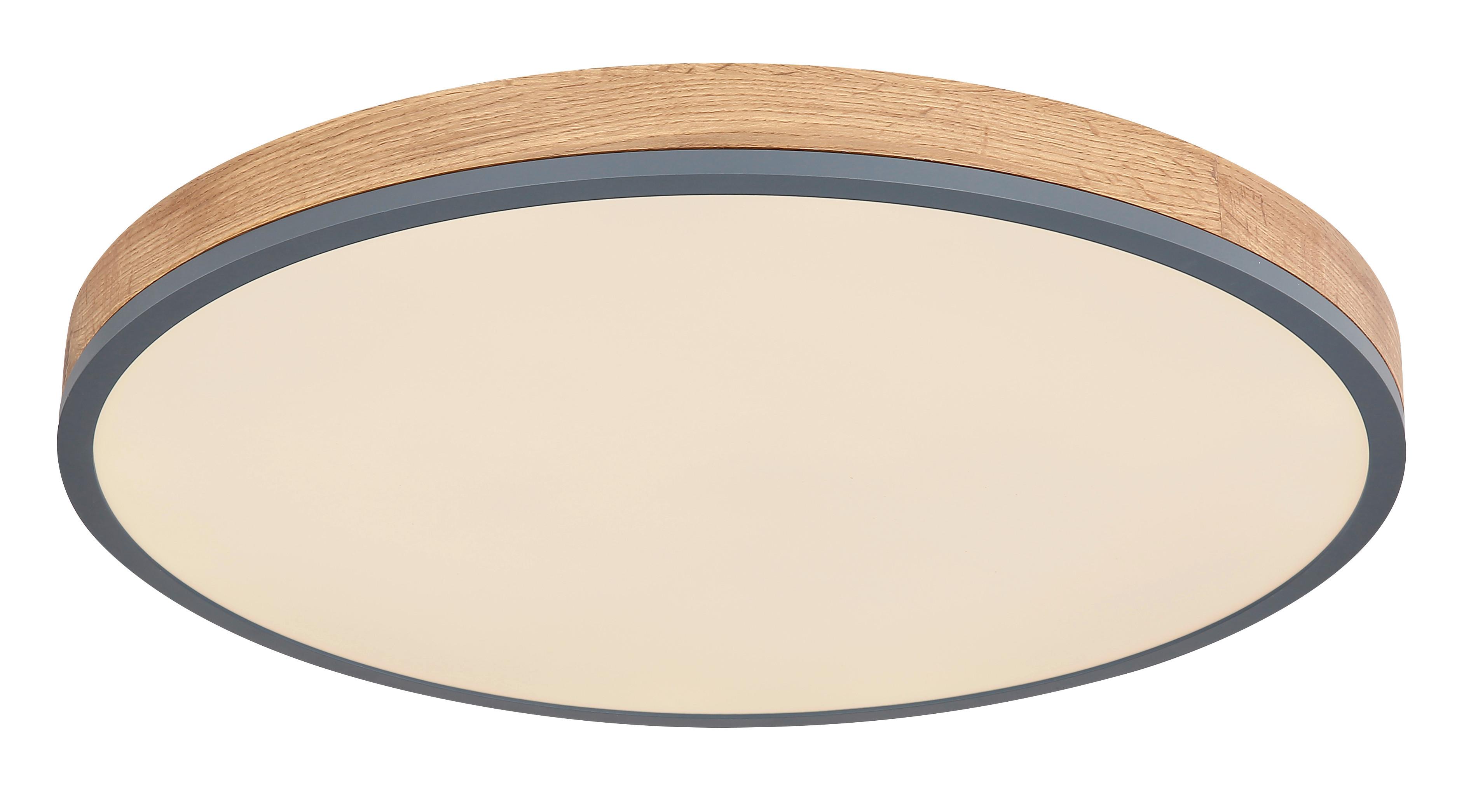 LED-Deckenleuchte Doro max. 40 Watt - Opal/Graphitfarben, Natur, Holzwerkstoff/Kunststoff (60/8,5cm) - Globo