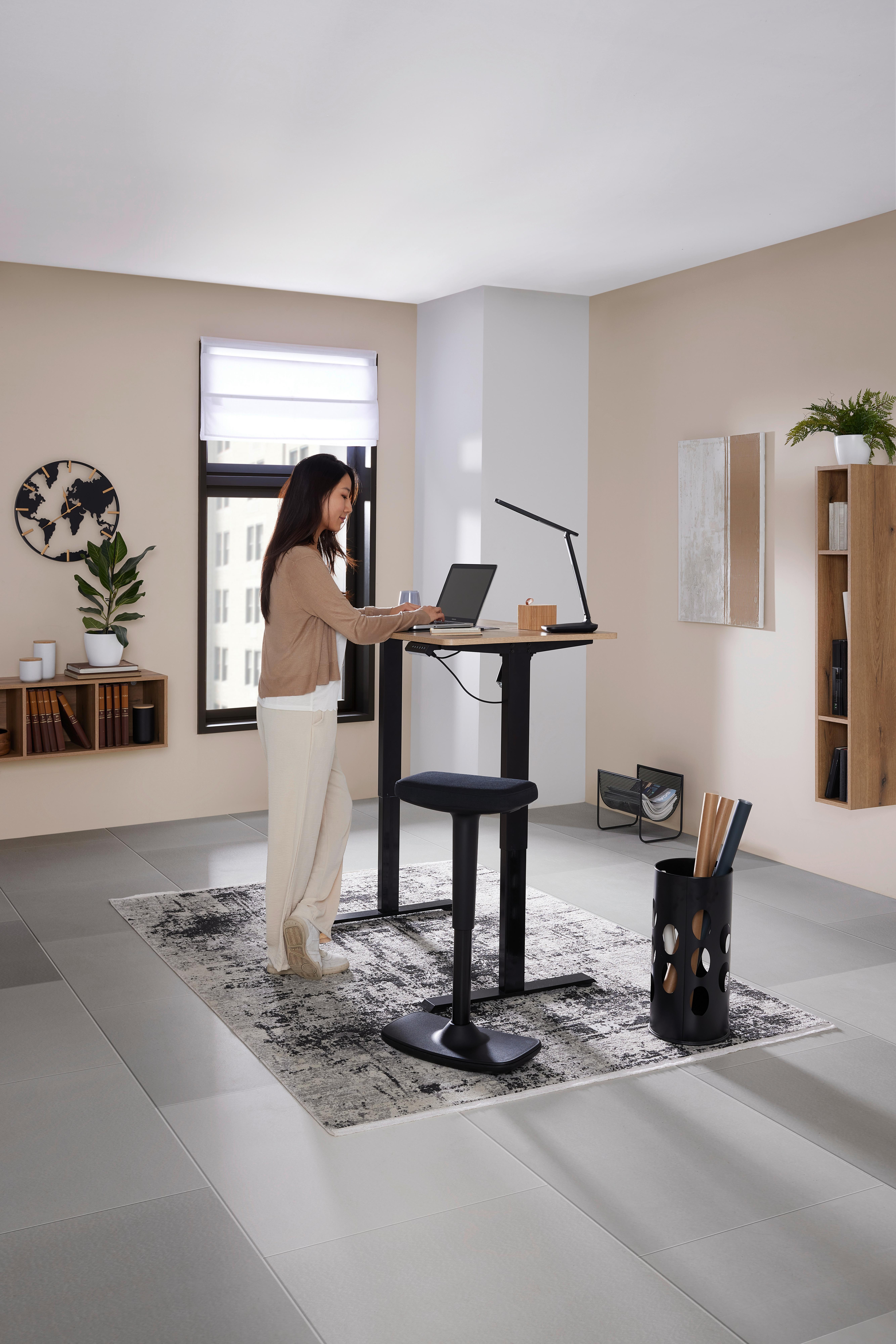 SKRIVBORD EMIL II - svart/ek Artisan, Modern, metall/trämaterial (120/72-118/60cm) - Mömax
