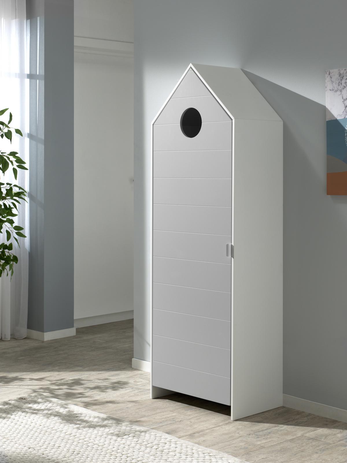 Kinderkleiderschrank Casami Grau/Weiß - Weiß/Grau, MODERN, Holzwerkstoff (57,6/171,3/37cm) - Vipack