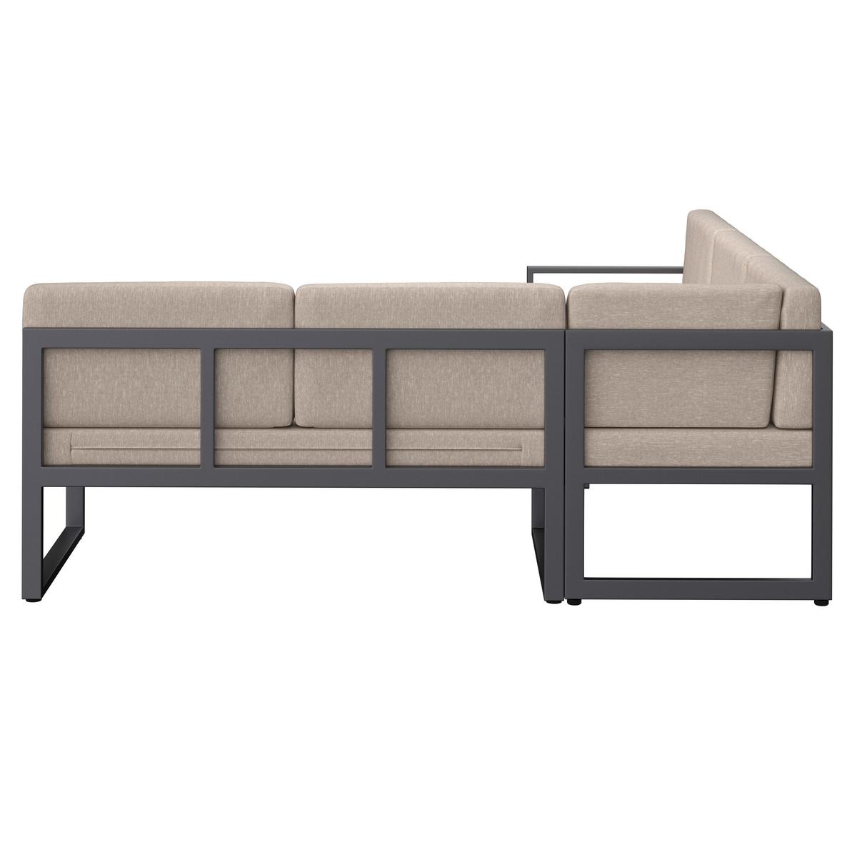 Lounge Garnitura Genf, Siva, 5-Delno - siva/svetlo siva, Moderno, kovina/steklo (213/136cm) - Beldano